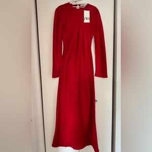 Zara ZW collection back V- neck satin dress